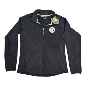 Zusa Midtown Fleece Full Zip Men's Medium Black Jacket Circle F. Embroidered NWT